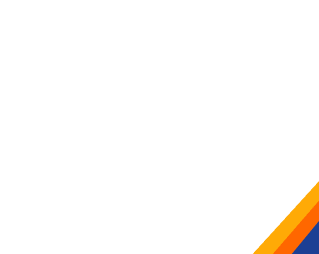 A black background with three diagonal stripes in the bottom right corner: orange, yellow, and blue, arranged from left to right.